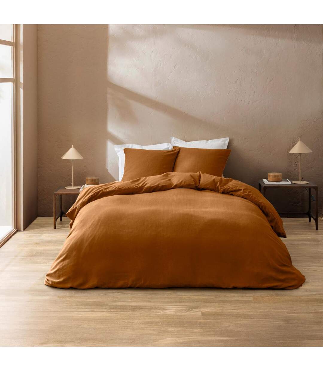Parure de Lit 3 Pièces Clara 260x240cm Caramel-1