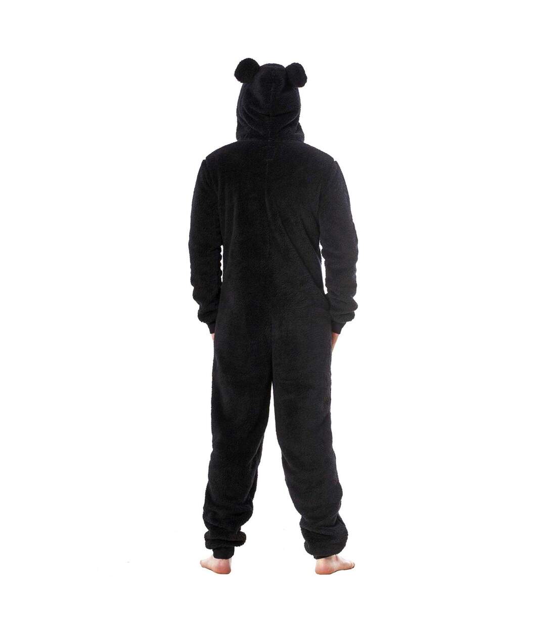 Mens Gorilla Head Fleece Jumpsuit Black Keanu-3