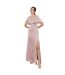 Womens/ladies Satin Angel Sleeve Bridesmaid Maxi Dress Soft Pink Maya Deluxe-1