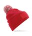 Bonnet snowstar adulte rouge classique / blanc cassé Beechfield-1