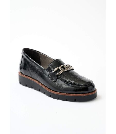 Mocassins grande largeur cuir chaîne à maillons