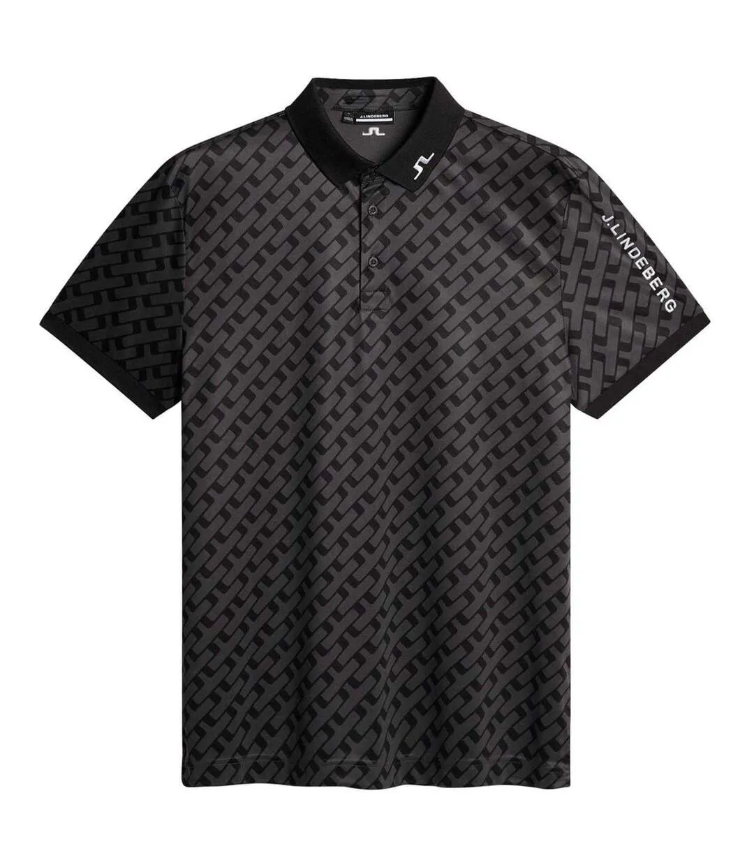 Mens Ikat Collared Polo Shirt Black J.Lindeberg-2
