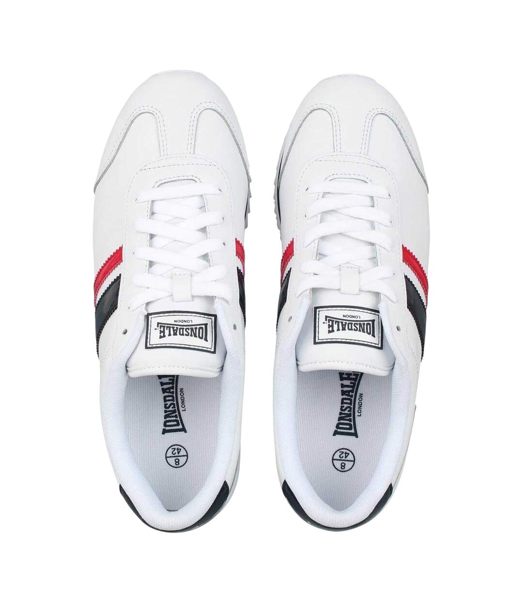 Baskets Motif/style À Rayures Russell Classic Homme Blanc Bleu Marine Rouge Lonsdale-3