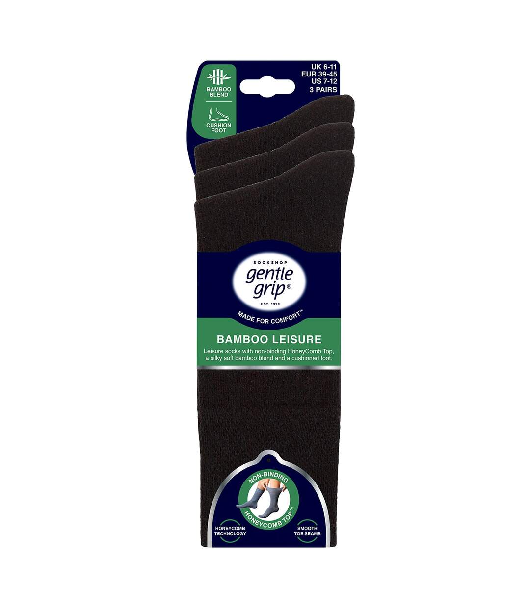 3 Pack Mens Bamboo Socks Soft Breathable Cushioned Crew Socks-2