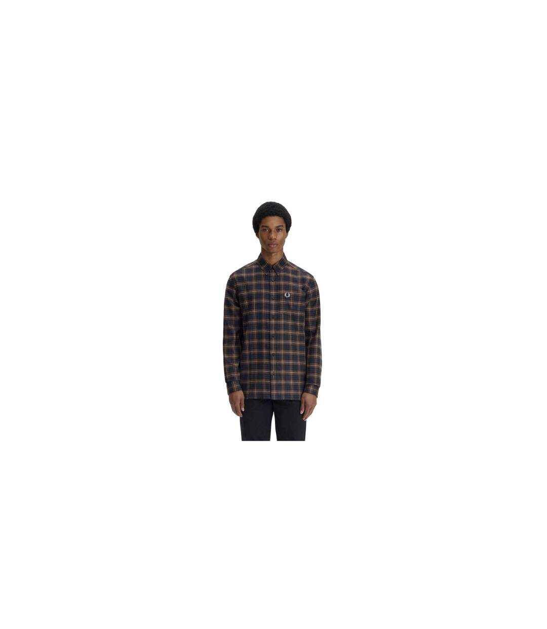 Mens Tartan Button-down Shirt Tobacco Fred Perry-1