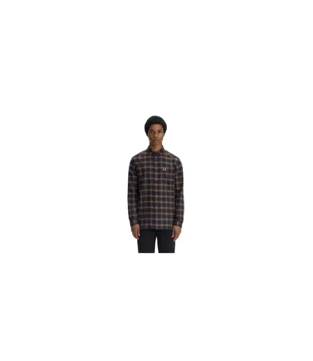 Mens Tartan Button-down Shirt Tobacco Fred Perry