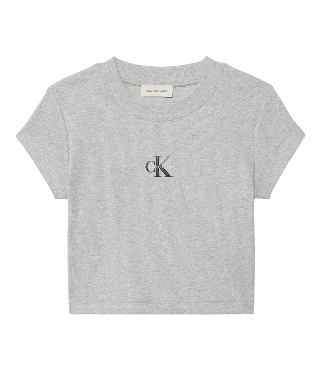 Haut Court Motif/style Logo Monochrome Femme Gris Chiné Calvin Klein-2