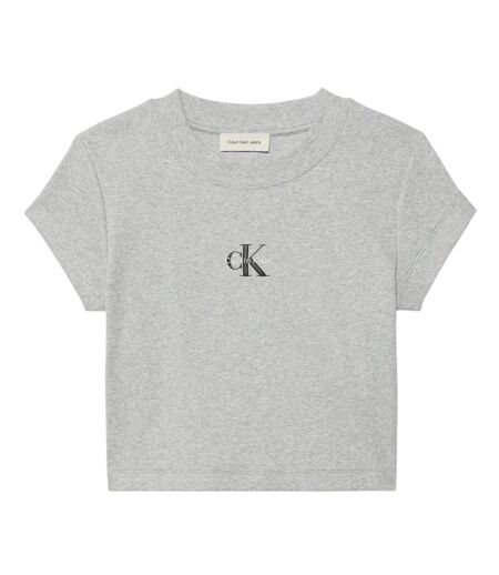 Haut Court Motif/style Logo Monochrome Femme Gris Chiné Calvin Klein