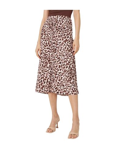 Principles Womens/Ladies Leopard Print Ruched Front Midi Skirt (Brown) - UTDH5760