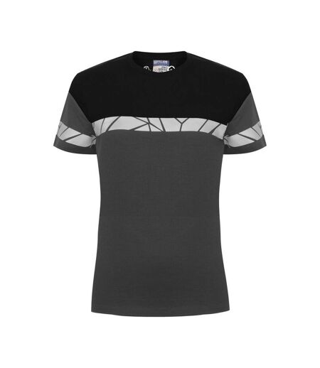 Womens/ladies Progression Hi-vis T-shirt Grey Black Projob