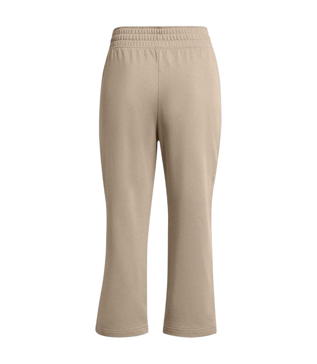 Womens/ladies Terry Towel Cropped Wide Leg Tracksuit Bottoms Brown Under Armour-3