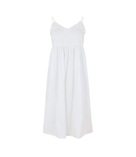 Robe Mi-longue Bretelles Fines Motif/style Broderie Femme Blanc Neige Vero Moda