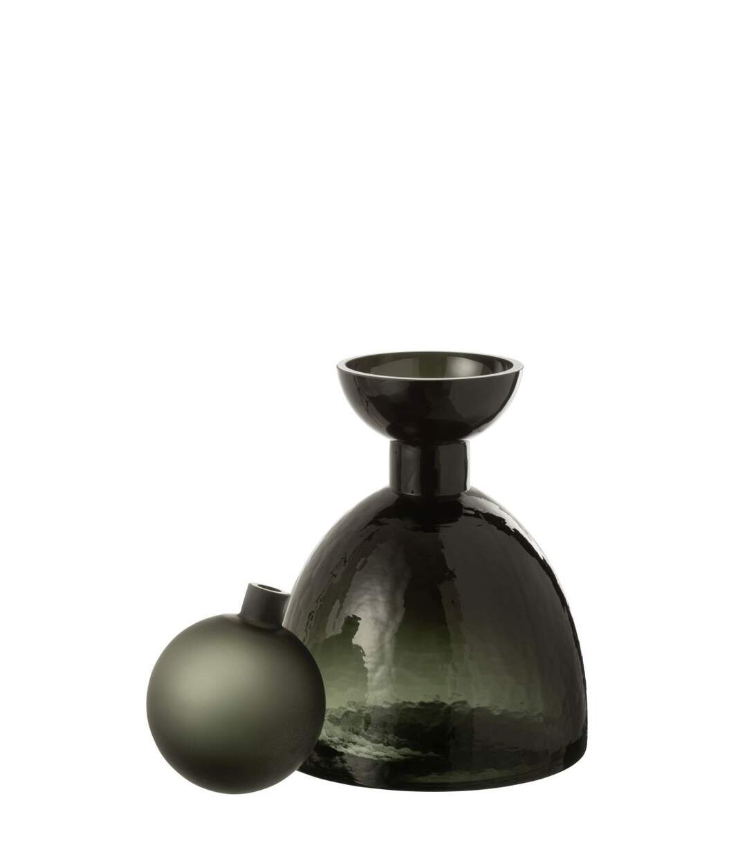 Vase Bouteille Bouchon en Verre Yoko 29cm Vert Foncé-2