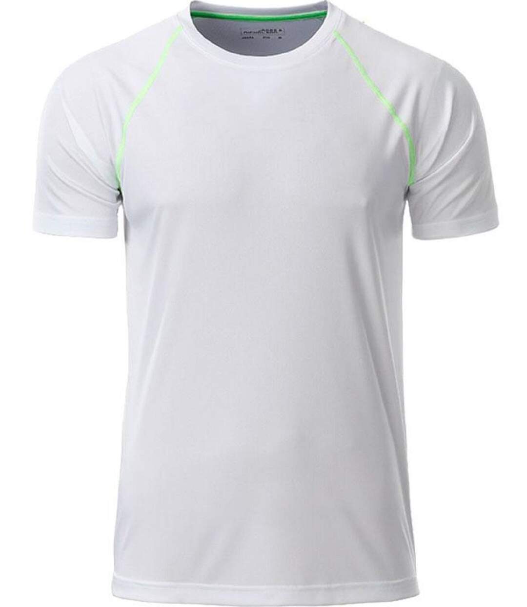 Maillot running respirant - Homme - JN496 - blanc et vert vif