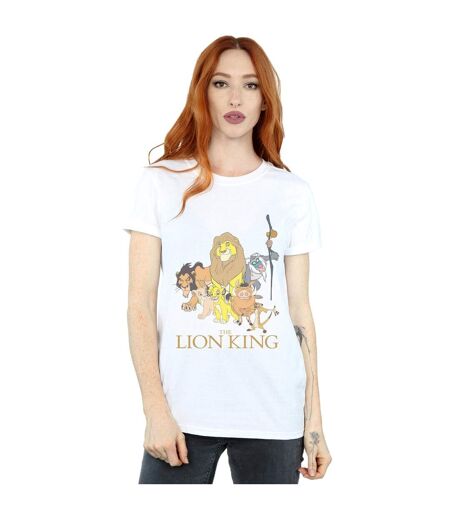 Disney Femmes/Ladies The Lion King Group Cotton Boyfriend T-Shirt (Blanc) - UTBI29072