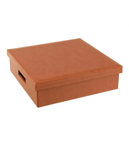Boîte Jeux de Cartes & Échiquier Ezra 35cm Cognac