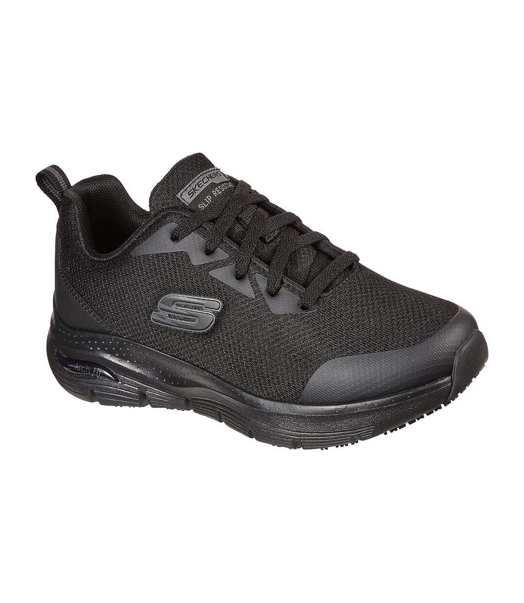 Womens/ladies Arch Fit Safety Shoes Black Skechers-1