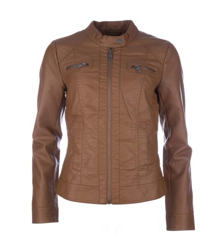 Veste motard bandit femme cognac Only