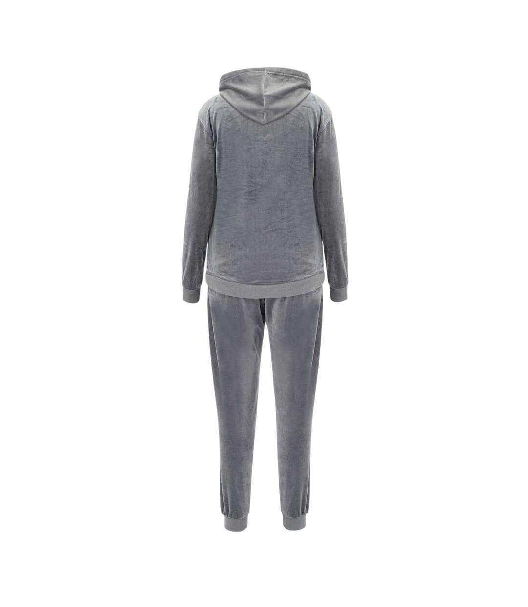 Womens/ladies Velour Tracksuit Set Grey Miso-2