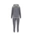 Womens/ladies Velour Tracksuit Set Grey Miso-2