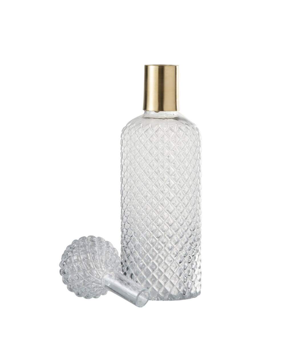 Bouteille Design en Verre Relief 37cm Transparent & Or-2