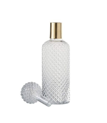 Bouteille Design en Verre Relief 37cm Transparent & Or