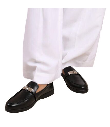 Where´s that from womens/ladies monaco pu metal detail wide loafers black Where's That From