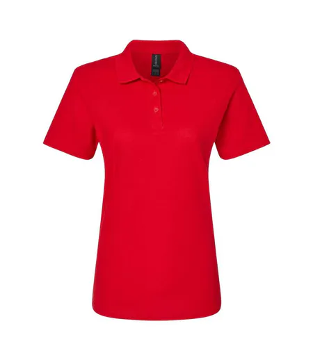 Womens/ladies Pique Soft Touch Polo Shirt Cherry Red Gildan