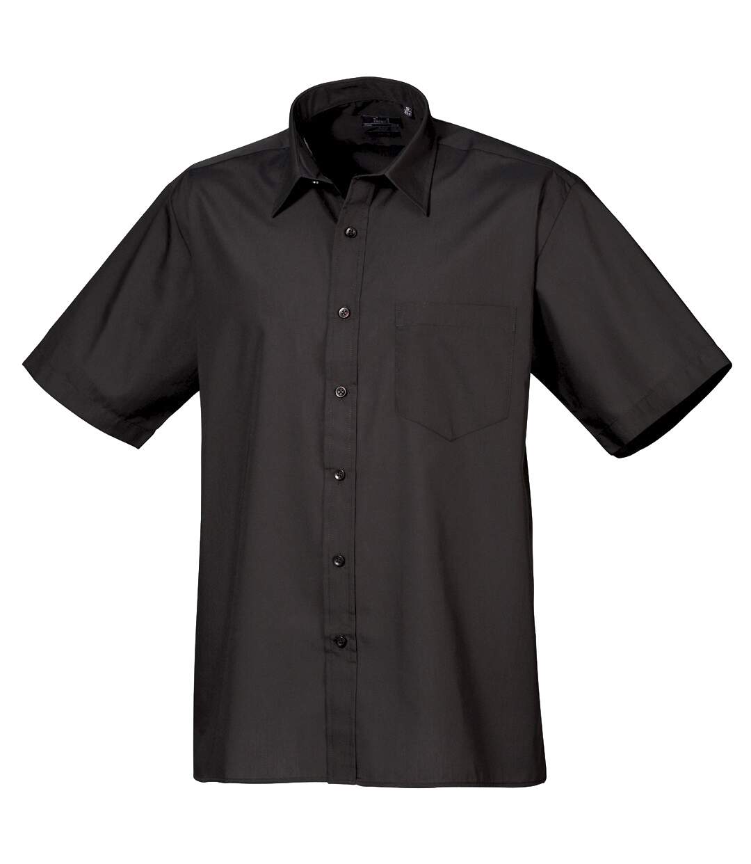 Mens short sleeve formal poplin plain work shirt black Premier