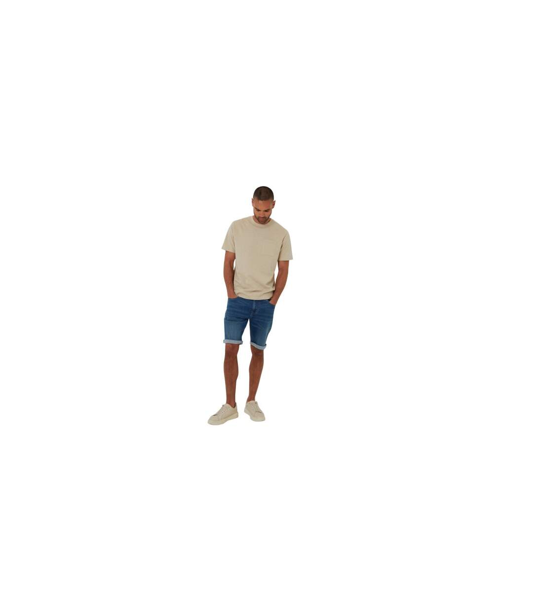 Mens Chest Pocket Regular T-shirt Stone Threadbare-1