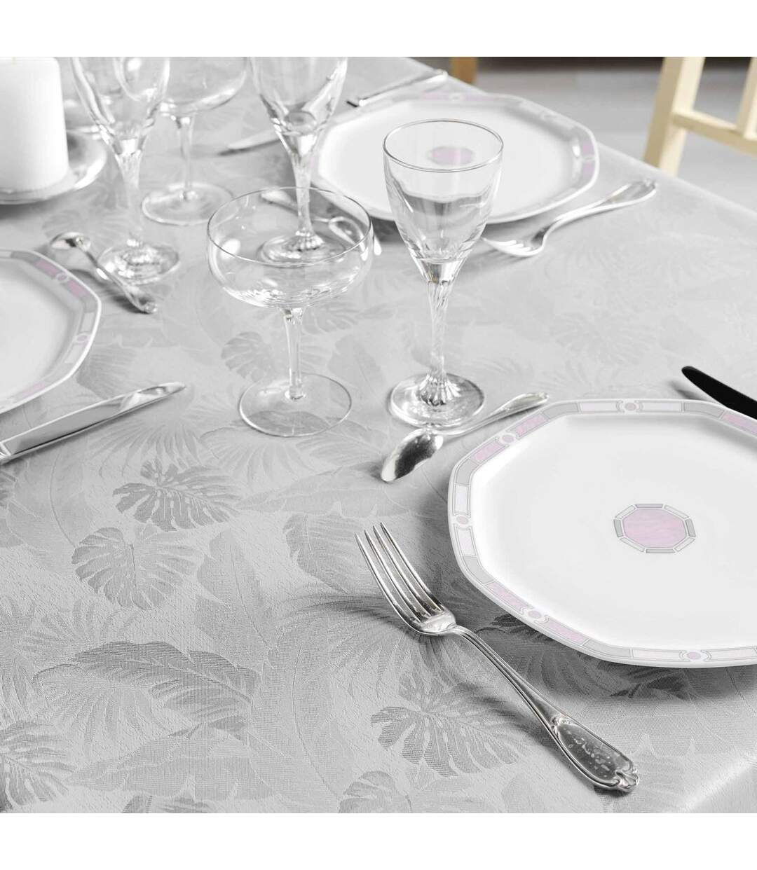 Nappe Jacquard Imprimé Enola 140x250cm Gris-2