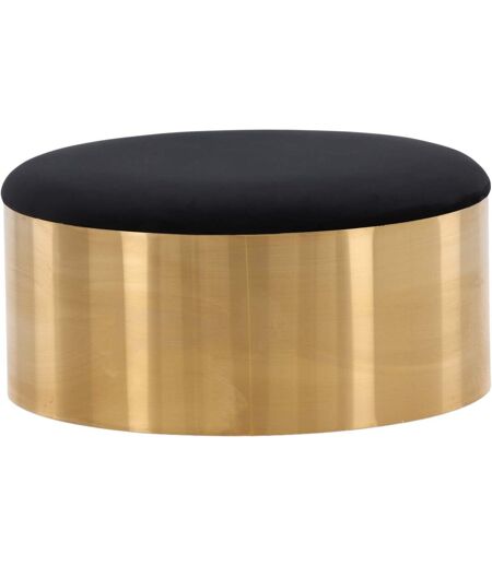 Pouf avec coussin en velours noir et cuivré Puff 75 cm