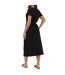Womens/ladies Crew Neck Midi Shirt Dress Black Brave Soul-3