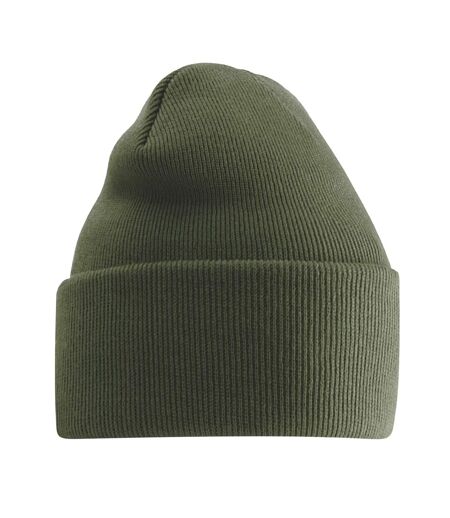 Unisex adult original turned up cuff beanie olive green Beechfield