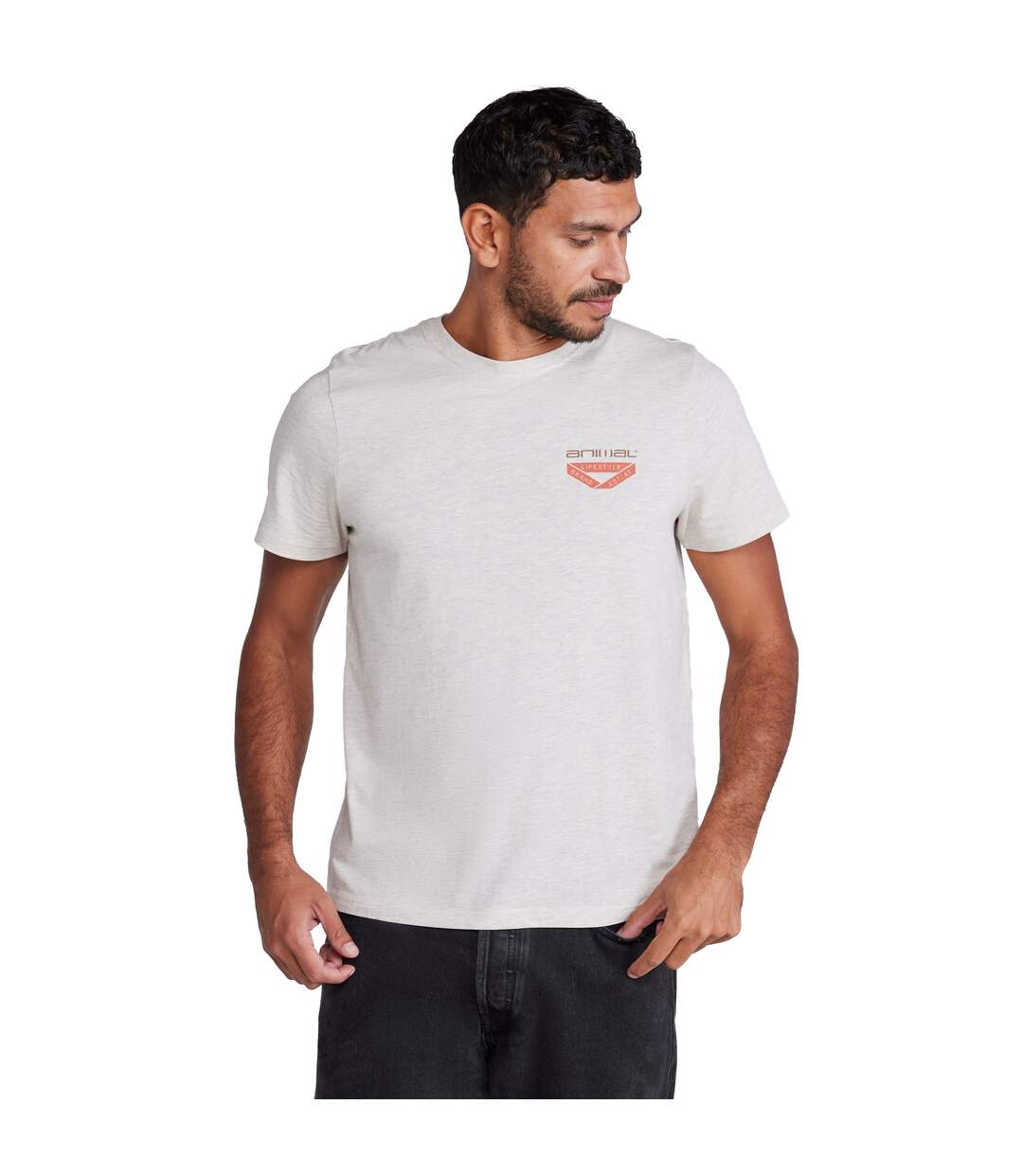 Mens jacob relaxed fit t-shirt light beige Animal-1
