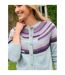 Womens/ladies Offset Stripe Yoke Detail Cardigan Blue Multicoloured WoolOvers-2