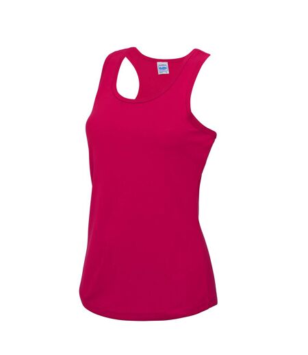 Just Cool Girlie Fit Sports Ladies Vest / Tank Top (Hot Pink)