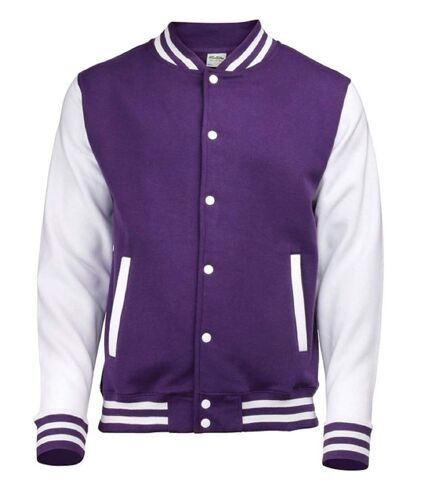 Veste teddy style collège américain université - JH043 - violet et blanc