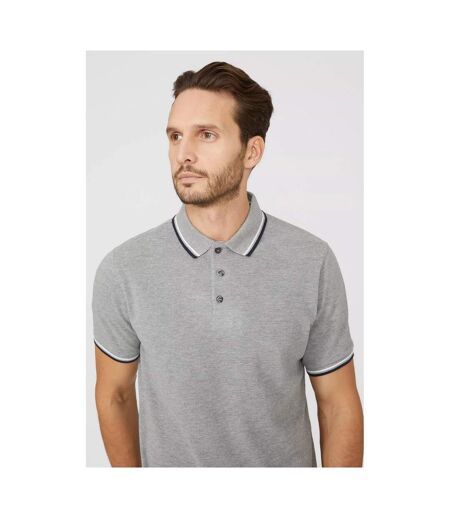 Mens Pique Tipped Polo Shirt Grey Maine