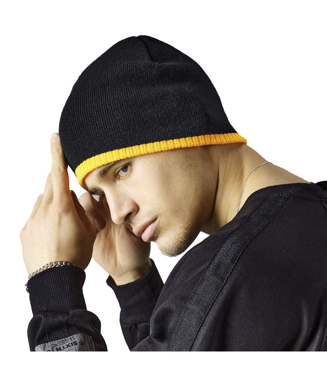 Bonnet Noir Jaune Fluo Beechfield-2