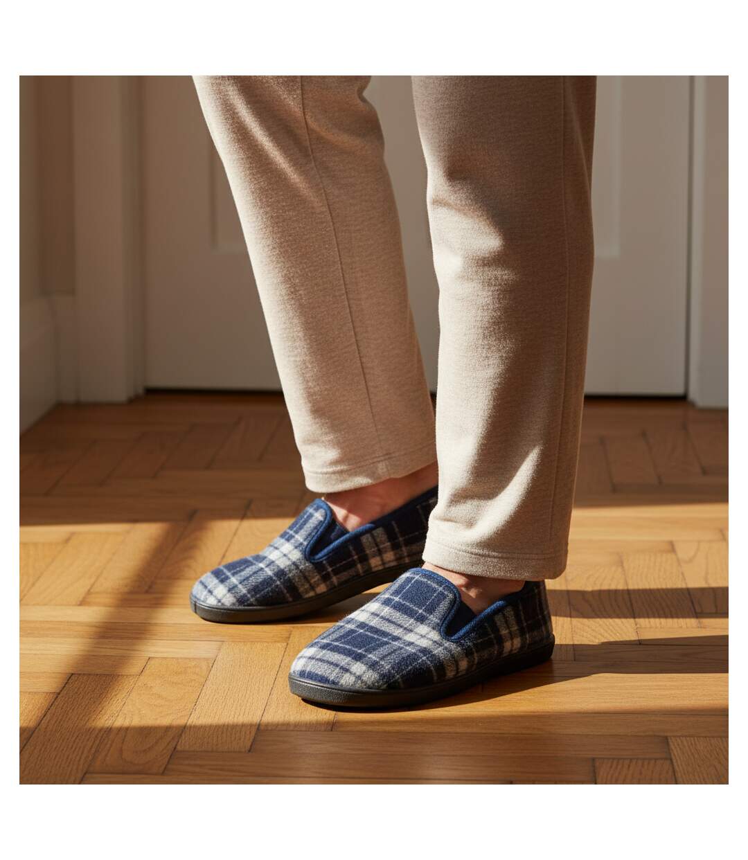 OZABI Pantoufles Charentaises Homme Fourrées Carreaux Écossais Antidérapantes-2