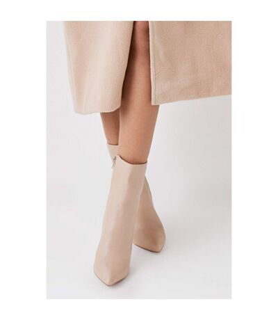 Faith Womens/Ladies Madison Pointed Stiletto Heel Ankle Boots (Beige) - UTDP4113