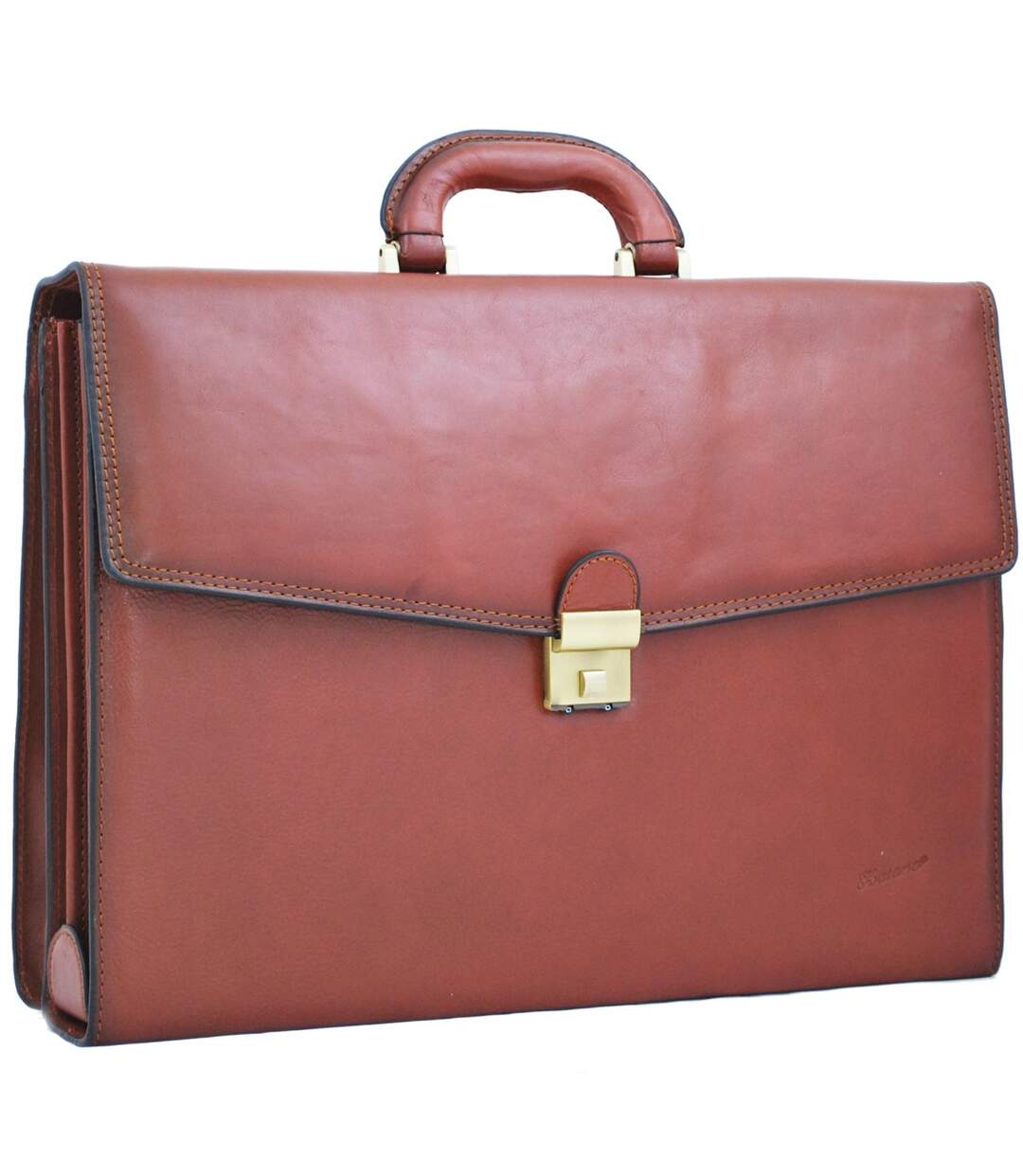 Katana - Cartable homme en cuir 4 soufflets - marron - 6526-1