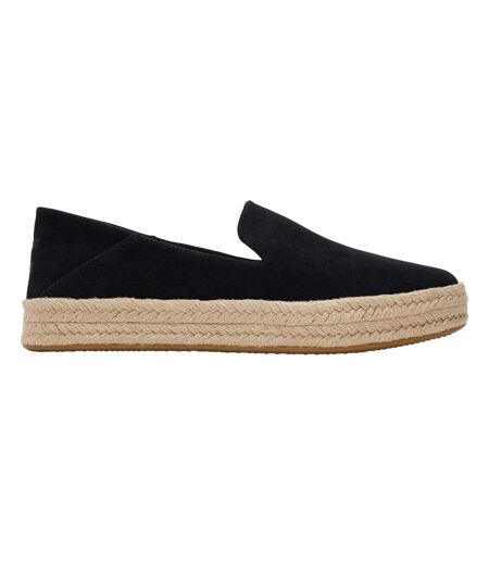 Womens/ladies Carolina Leather Espadrilles Black Toms