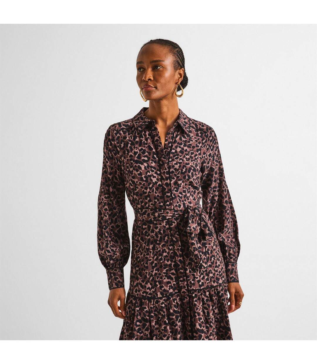 Robe Chemisier Mi-longue Femme Marron Nobody´s Child-3