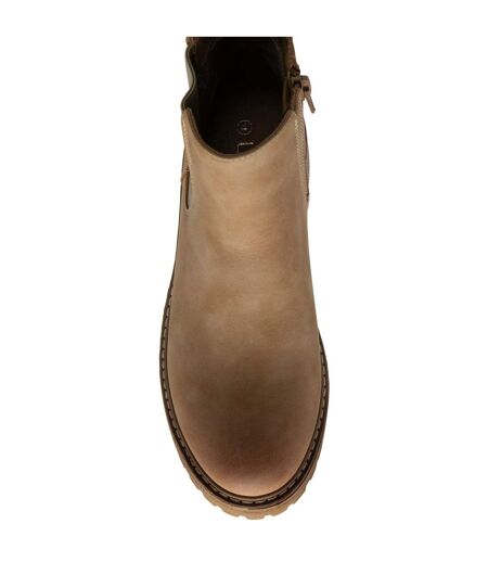 Womens/ladies Lottie Block Heel Chelsea Boots Taupe Lotus Shoes