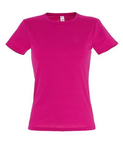 T-shirt manches courtes col rond - Femme - 11386 - rose fuchsia
