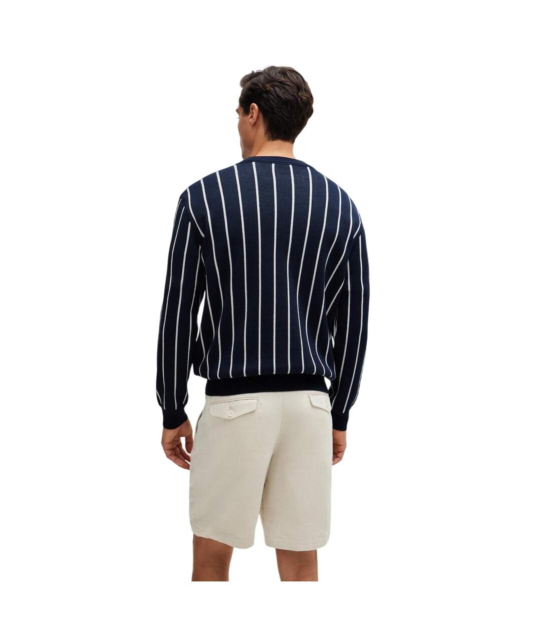 Pull Décontracté Motif/style À Rayures Homme Bleu Foncé Boss-3