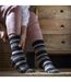 Ladies Wide Stripe Patterned Thermal Socks for Winter-5