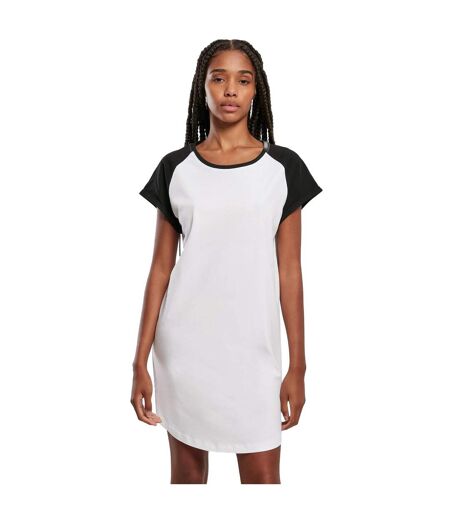 Robe T-shirt Manches Raglan Motif/style Détail Contrasté Femme Blanc Noir Urban Classics